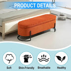Padded Velvet Fabric Storage Bench Ottoman with Safety Hinge and Metal Legs