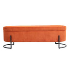 Padded Velvet Fabric Storage Bench Ottoman with Safety Hinge and Metal Legs