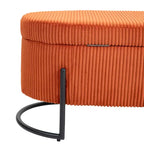 Padded Velvet Fabric Storage Bench Ottoman with Safety Hinge and Metal Legs