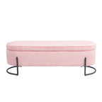 Padded Velvet Fabric Storage Bench Ottoman with Safety Hinge and Metal Legs