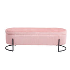 Padded Velvet Fabric Storage Bench Ottoman with Safety Hinge and Metal Legs