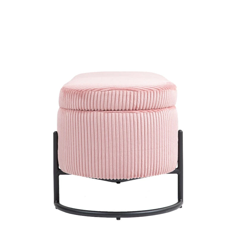 Padded Velvet Fabric Storage Bench Ottoman with Safety Hinge and Metal Legs