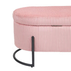 Padded Velvet Fabric Storage Bench Ottoman with Safety Hinge and Metal Legs