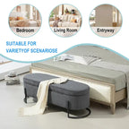 Padded Velvet Fabric Storage Bench Ottoman with Safety Hinge and Metal Legs