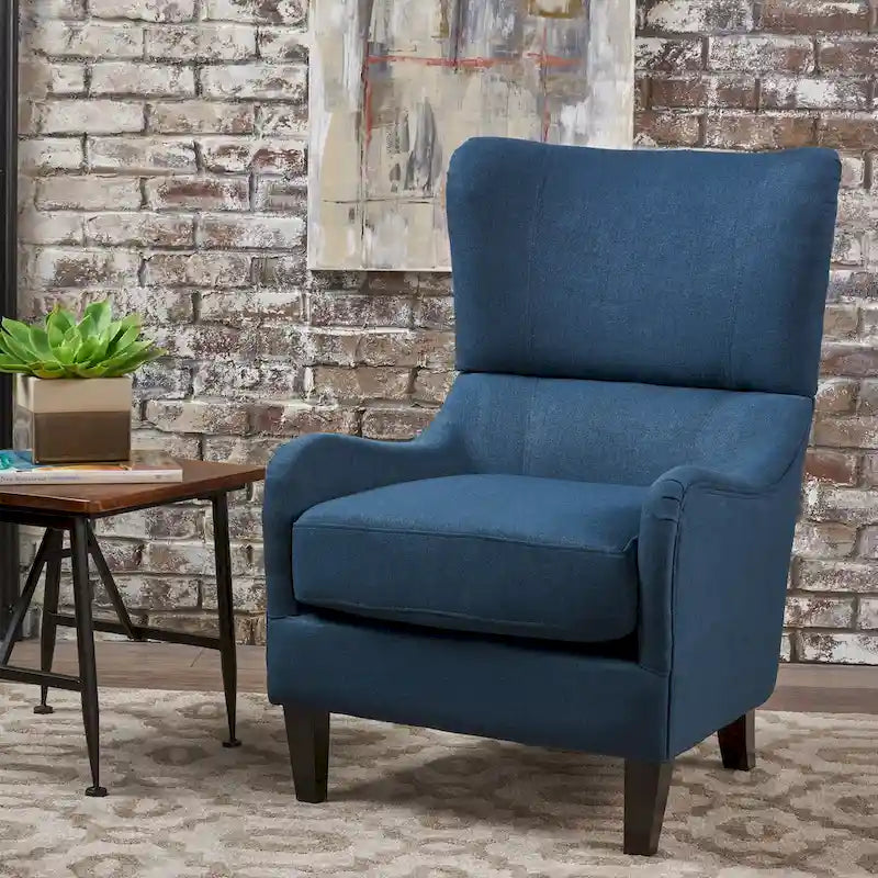Navy Blue 27 High Back Accent Chair with Wing Back