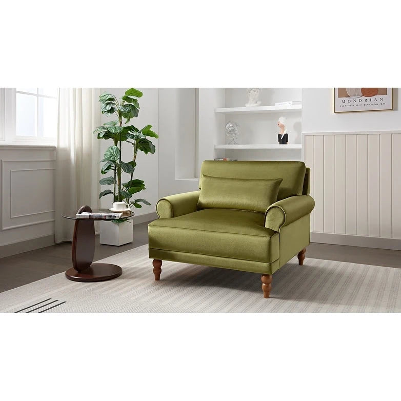 37.8 Velvet Accent Chair with Ergonomic Lumbar Support