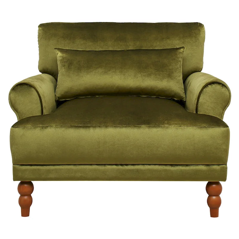 37.8 Velvet Accent Chair with Ergonomic Lumbar Support