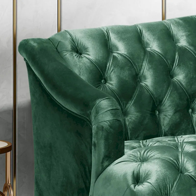 Modern 73.25 Button Tufted 3-Seater Sofa with Birch Legs