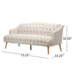 Modern 73.25 Button Tufted 3-Seater Sofa with Birch Legs