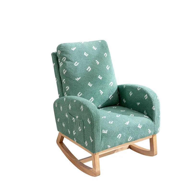26.8 Upholstered High Back Rocking Chair with Side Pocket