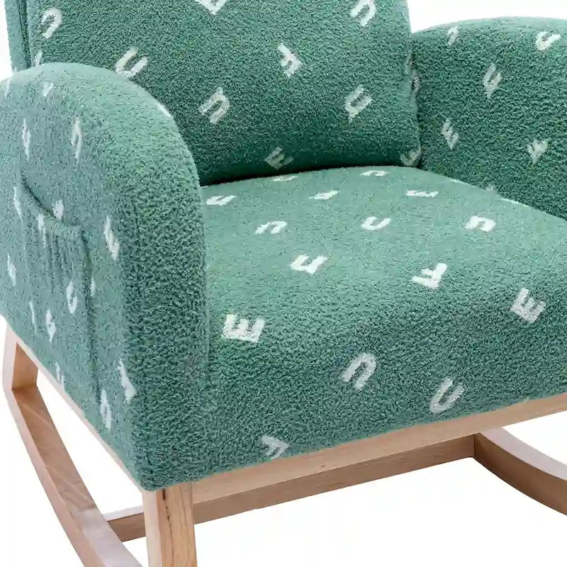 26.8 Upholstered High Back Rocking Chair with Side Pocket