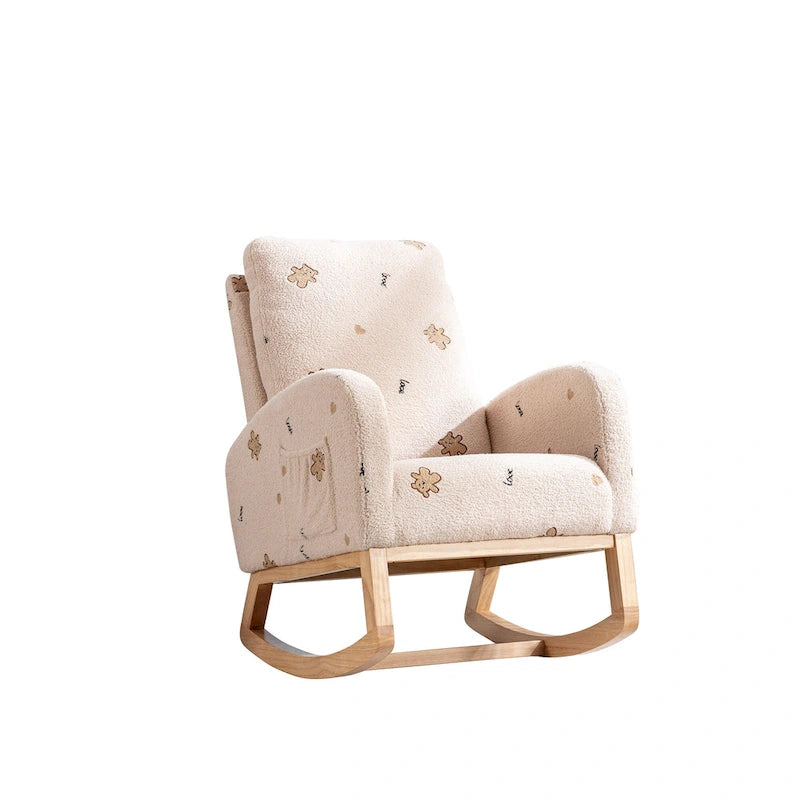 26.8 Upholstered High Back Rocking Chair with Side Pocket