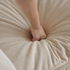 Beige Chenille Single Sofa with Ottoman and Double Cushion Seat