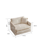 Beige Chenille Single Sofa with Ottoman and Double Cushion Seat