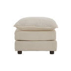 Beige Chenille Single Sofa with Ottoman and Double Cushion Seat