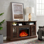 Espresso 58.25 Fireplace TV Stand with Open & Closed Storage for 65 TVs