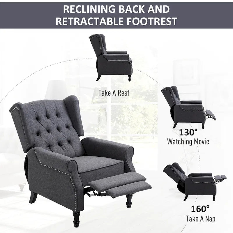 Grey Modern 26 Tufted Recliner Chair