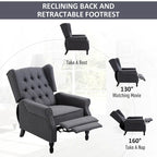 Grey Modern 26 Tufted Recliner Chair