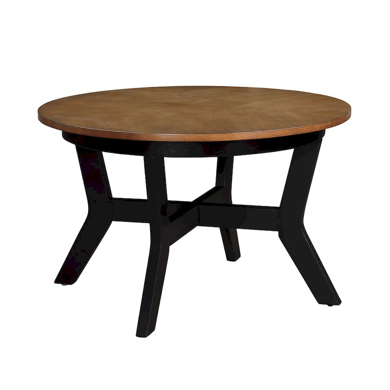 32inch Wood Round Coffee Table for Living Room,Mid Century Farmhouse Circle Wooden Coffee Tables for Apartment, Easy Assembly