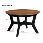 32inch Wood Round Coffee Table for Living Room,Mid Century Farmhouse Circle Wooden Coffee Tables for Apartment, Easy Assembly