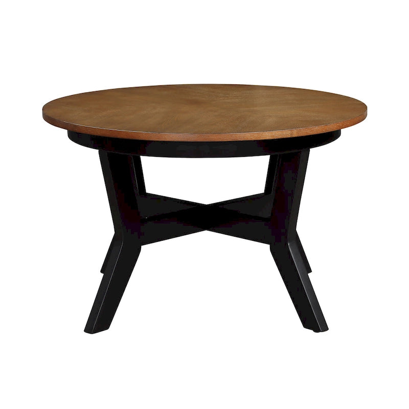 32inch Wood Round Coffee Table for Living Room,Mid Century Farmhouse Circle Wooden Coffee Tables for Apartment, Easy Assembly