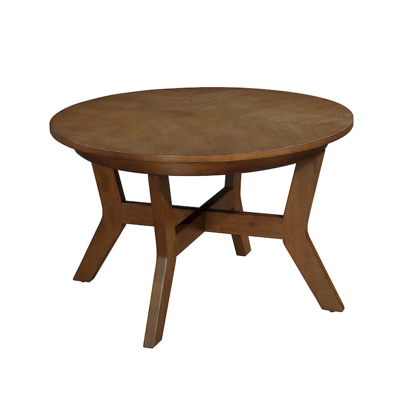 32inch Wood Round Coffee Table for Living Room,Mid Century Farmhouse Circle Wooden Coffee Tables for Apartment, Easy Assembly