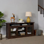 Modern TV Stand Media Stand Modern Entertainment Console for TV Up to 65 with Glass Door Open and Closed Storage Space