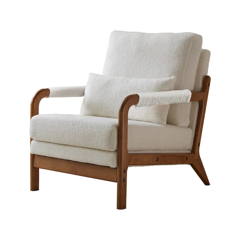 Modern Fabric Accent Chair, Wood Frame Armchair for Living Room