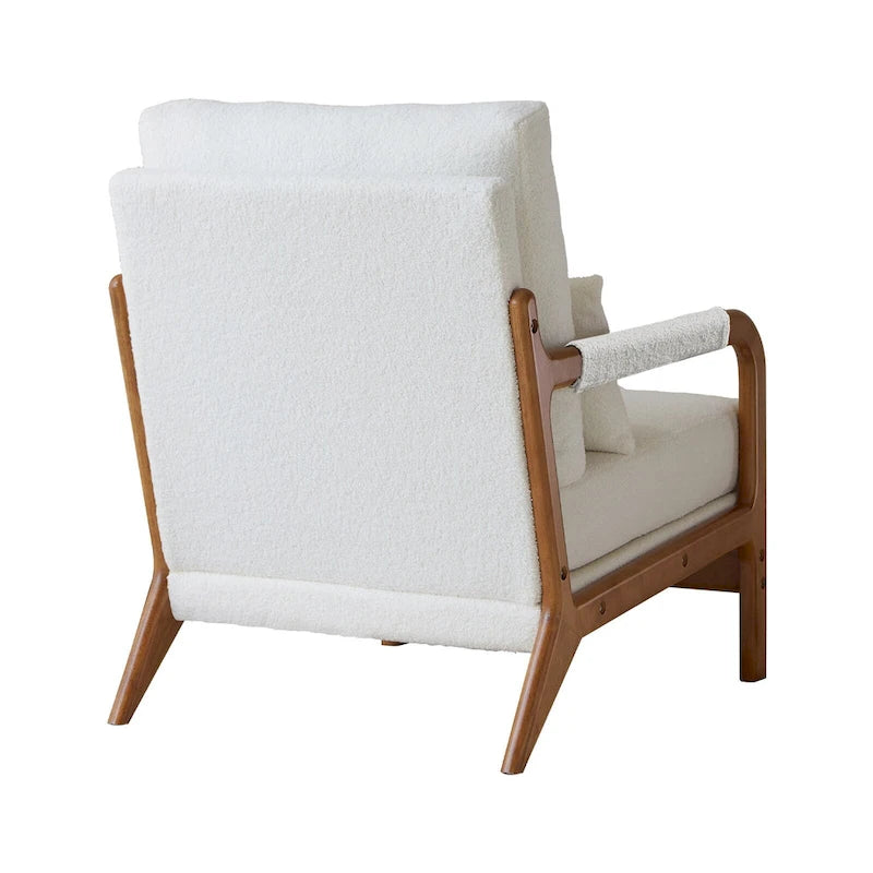 Modern Fabric Accent Chair, Wood Frame Armchair for Living Room