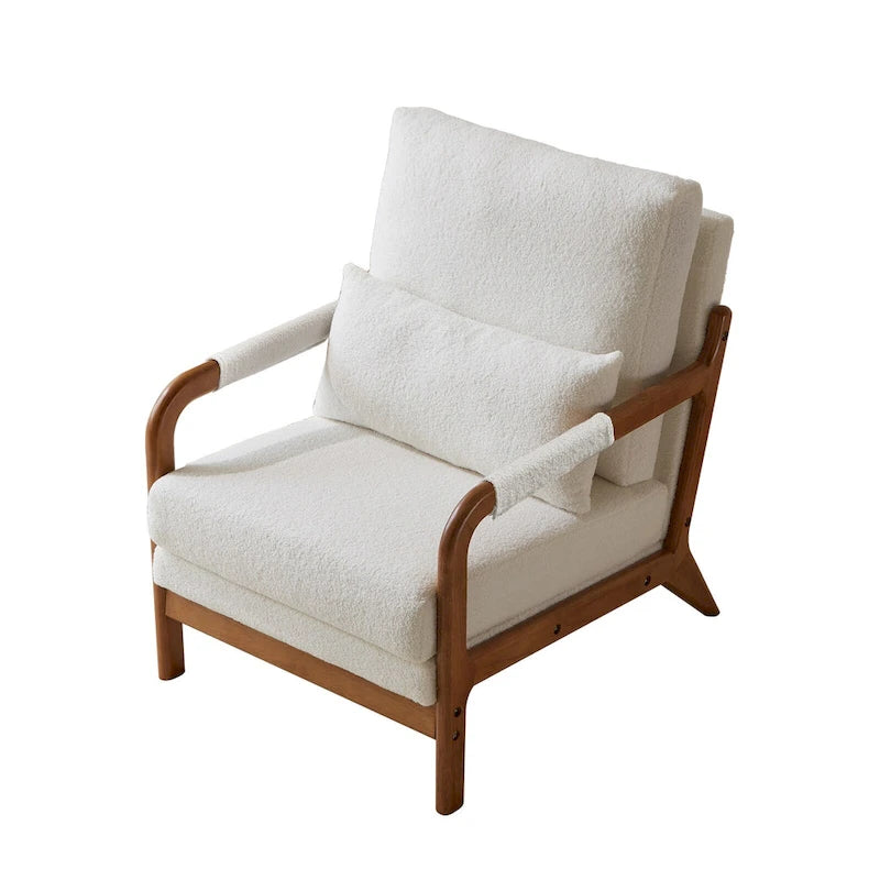 Modern Fabric Accent Chair, Wood Frame Armchair for Living Room