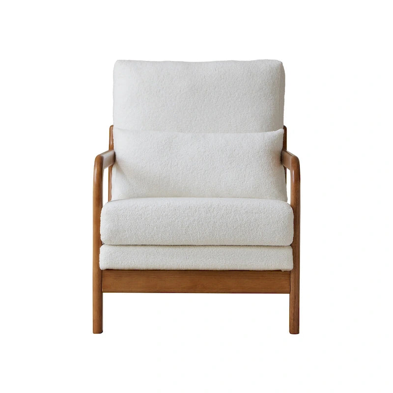 Modern Fabric Accent Chair, Wood Frame Armchair for Living Room