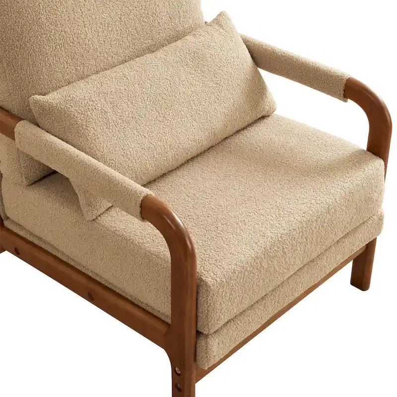 Modern Fabric Accent Chair, Wood Frame Armchair for Living Room