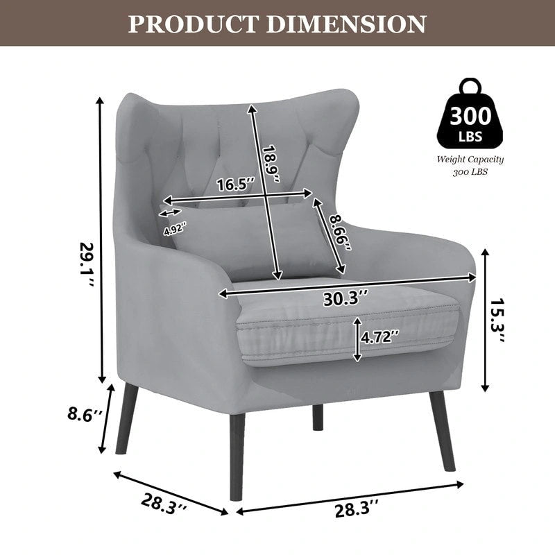 Velvet Accent Chair Comfy Oversized Reading For Living Room(Set of 2)