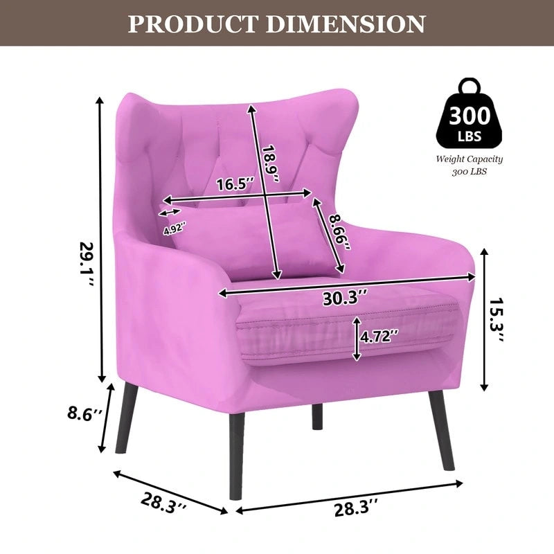 Velvet Accent Chair Comfy Oversized Reading For Living Room(Set of 2)