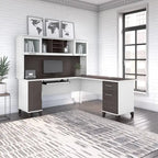 Bush Furniture Somerset 72W L Shaped Desk with Storage Hutch