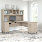 Bush Furniture Somerset 72W L Shaped Desk with Storage Hutch