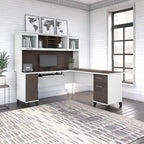 Bush Furniture Somerset 72W L Shaped Desk with Storage Hutch