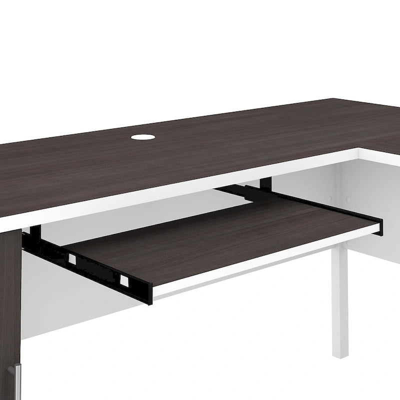 Bush Furniture Somerset 72W L Shaped Desk with Storage Hutch