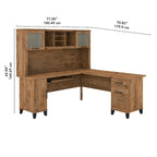 Bush Furniture Somerset 72W L Shaped Desk with Storage Hutch