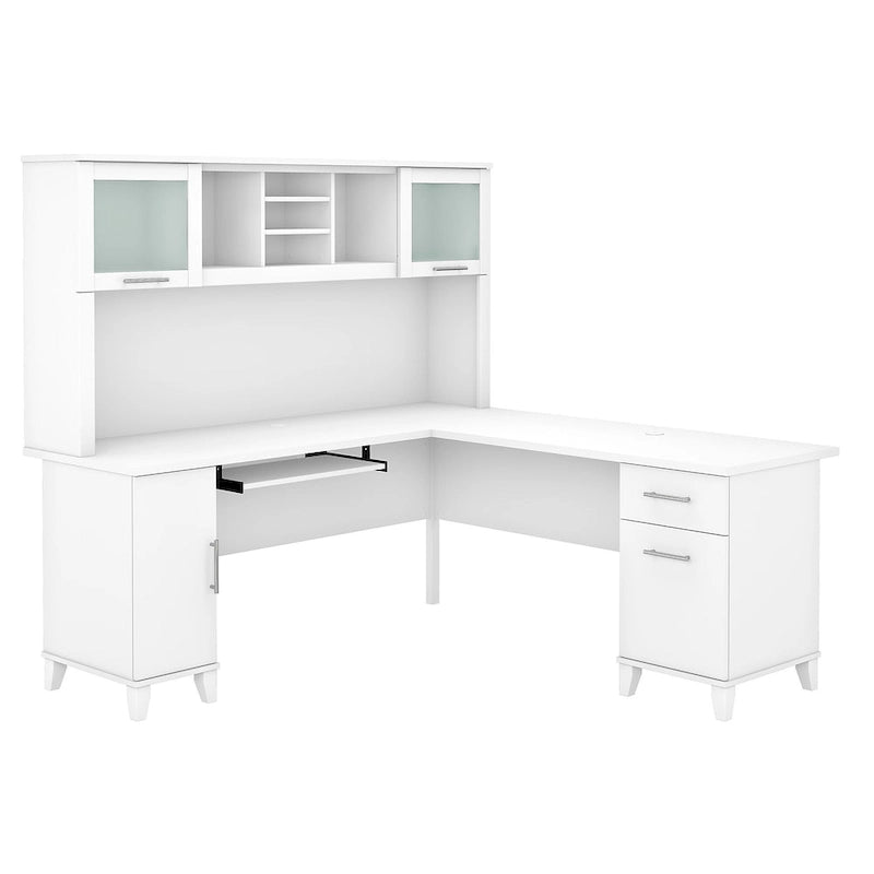 Bush Furniture Somerset 72W L Shaped Desk with Storage Hutch