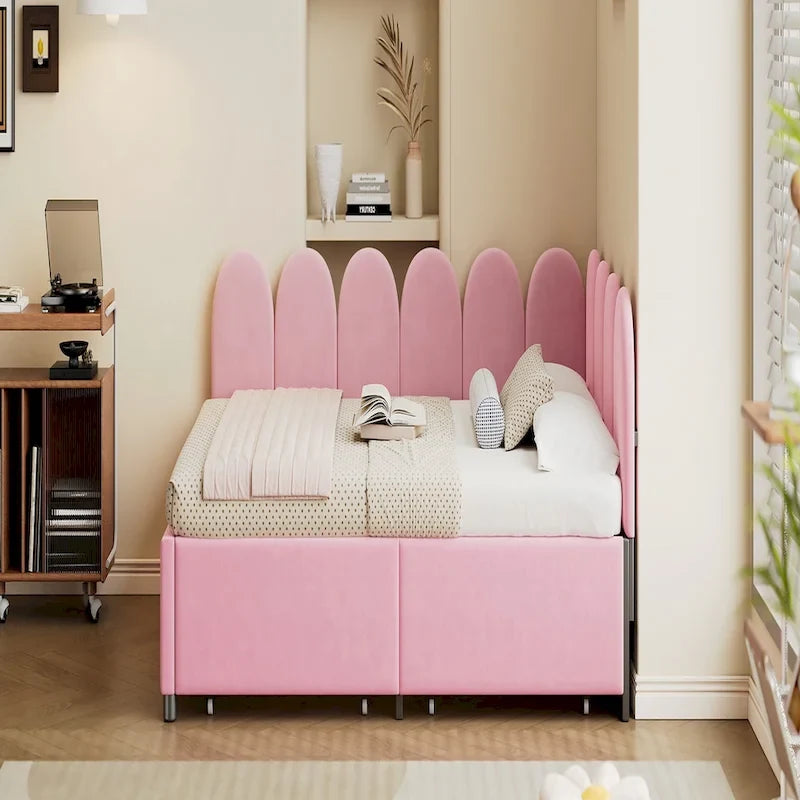 Full Size Upholstered Daybed with 2 Drawers