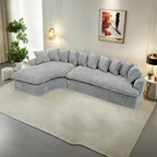 127 Large Corduroy Upholstered L-Shape Modular Sectional Sofa with 10 Pillows, High-Resilience Foam, No Assembly Required