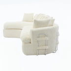127 Large Corduroy Upholstered L-Shape Modular Sectional Sofa with 10 Pillows, High-Resilience Foam, No Assembly Required