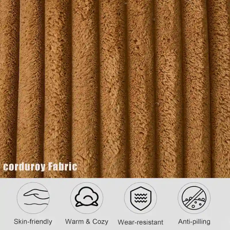 127 Large Corduroy Upholstered L-Shape Modular Sectional Sofa with 10 Pillows, High-Resilience Foam, No Assembly Required