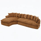 127 Large Corduroy Upholstered L-Shape Modular Sectional Sofa with 10 Pillows, High-Resilience Foam, No Assembly Required