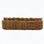 127 Large Corduroy Upholstered L-Shape Modular Sectional Sofa with 10 Pillows, High-Resilience Foam, No Assembly Required