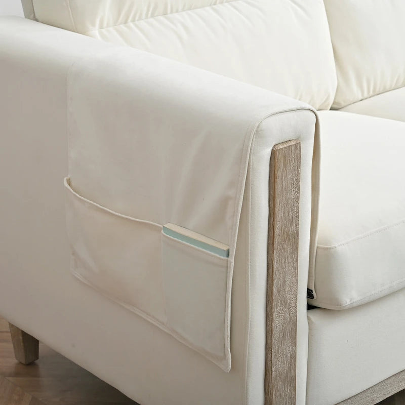 Larb Modern Solid Wood Three-Seater Sofa Couch by Christopher Knight Home