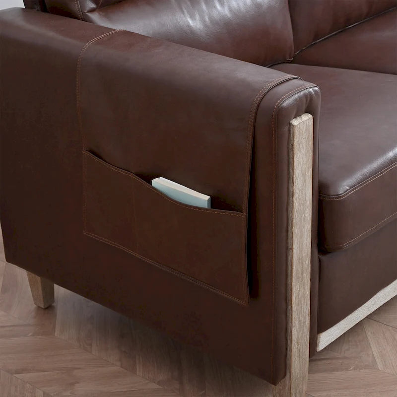 Larb Modern Solid Wood Three-Seater Sofa Couch by Christopher Knight Home