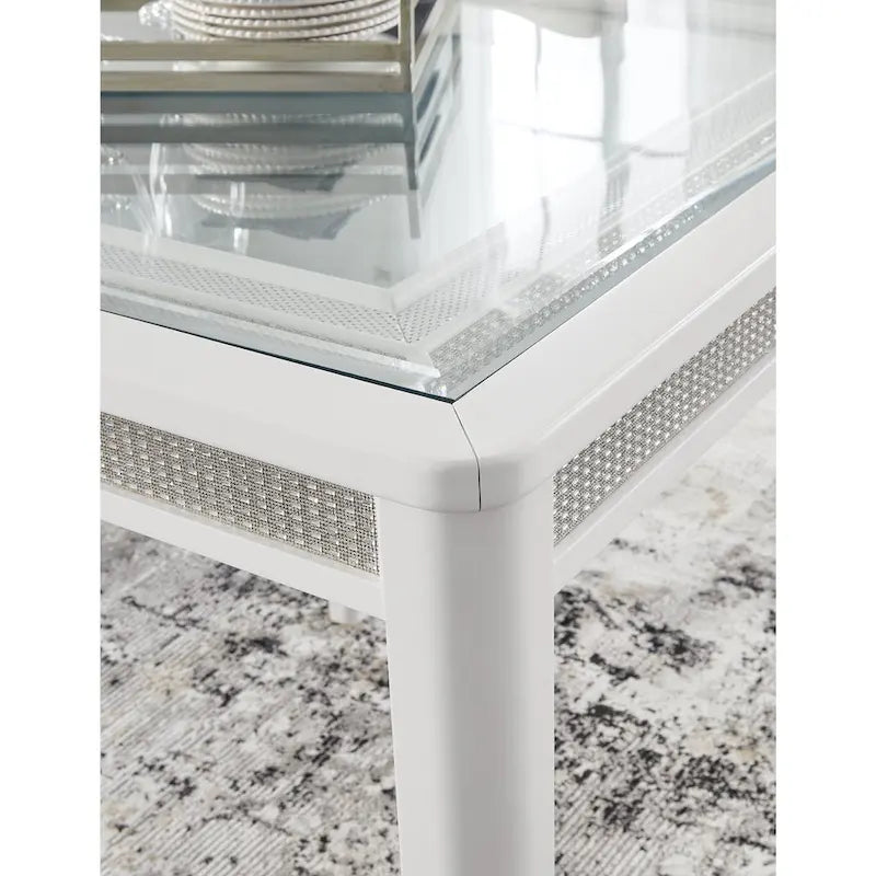 Signature Design by Ashley Chalanna White/Green Rectangular Dining Extension Table - 42W x 96D x 30H