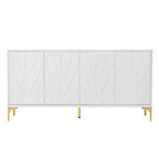 Creative carved 4-door Sideboard Handleless Press-to-Open Design Buffet Cabinet for Dining Room,Living Room, Bedroom, Hallway